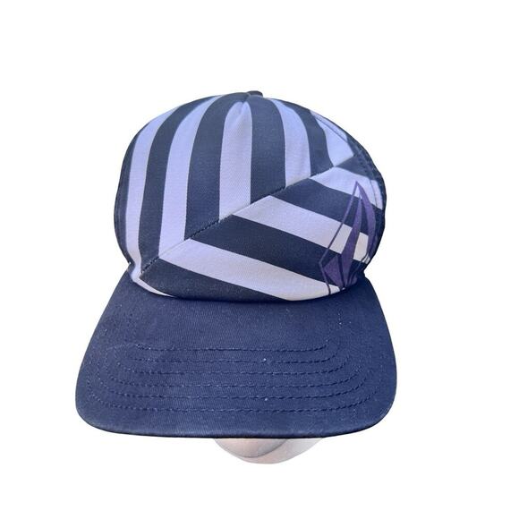 Vintage Volcom Mesh Cap Hat Black Strip Front Purple Logo - Picture 1 of 10
